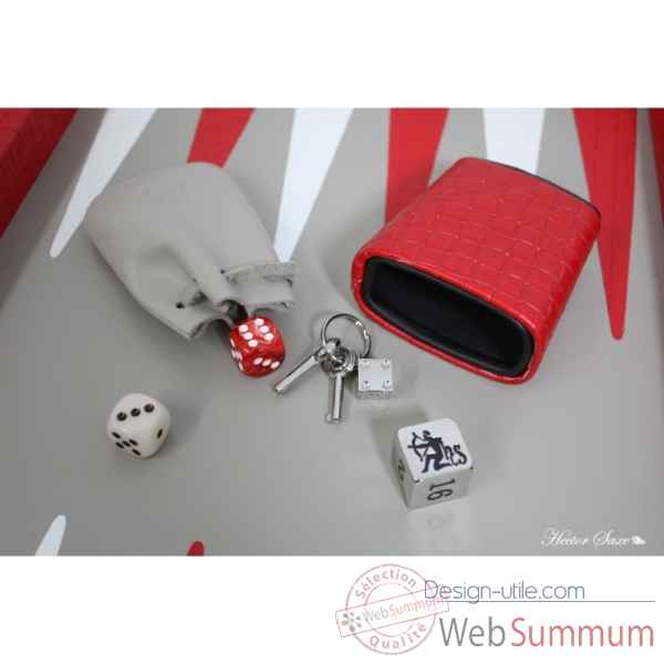 Backgammon noe cuir natte competition rouge -B667-r -7