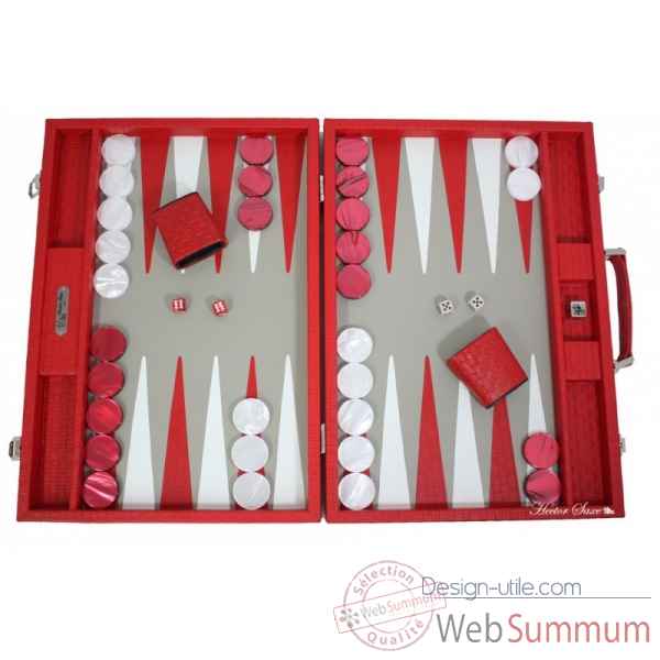 Backgammon noe cuir natte competition rouge -B667-r