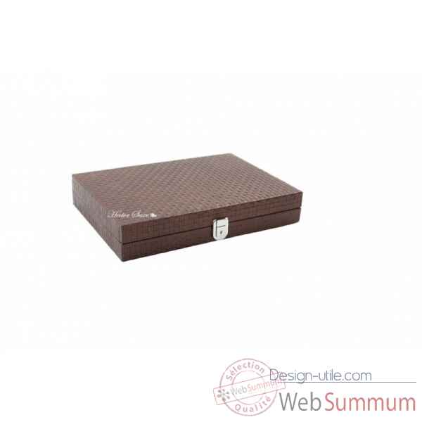 Backgammon noe cuir natte medium chocolat -B67L-c -1