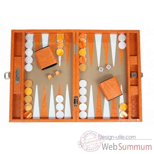 Backgammon noe cuir natte medium orange -B67L-o