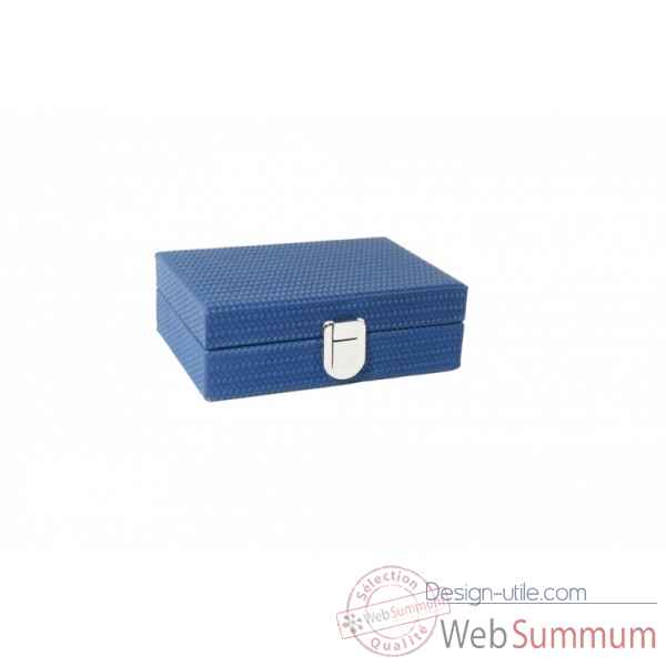Coffret dominos cuir couture bleu -DOM06-b -2