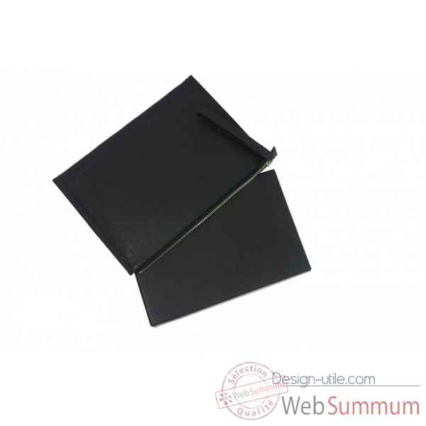 Pochette de backgammon paloma cuir buffle noir -BP101C -1