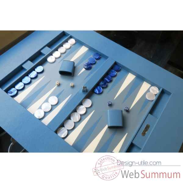 Table de backgammon cuir buffle bleu -TAB1001C-b -3