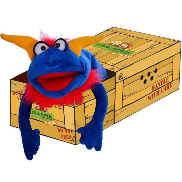 Marionnette a main en boite crazy bleu Living Puppets -W717
