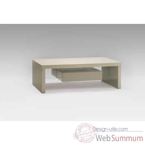 Table basse laquee taupe avec tiroirs Marais International -SYRA165LT