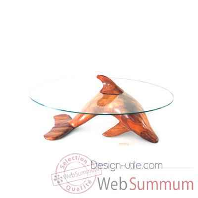 Table basse Le dauphin 95 cm en Pin - verre trempe, bord poli - LAST-MDA95-P - VI200-600-10