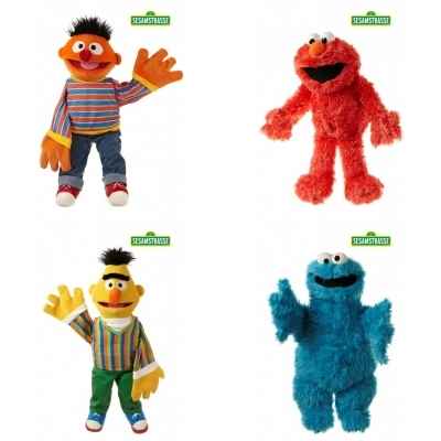 Marionnettes a main ventriloques Rue Sesame Elmo, Bart, Ernest et le monstre -LWS-514
