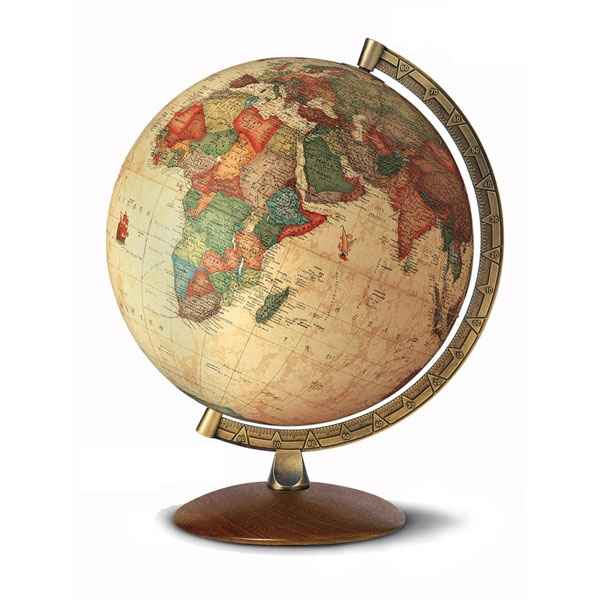 Globe de bureau - Antiquus - Globe geographique lumineux - Cartographie de type antique,  reactualisee - diam 30 cm - hauteur 38 cm