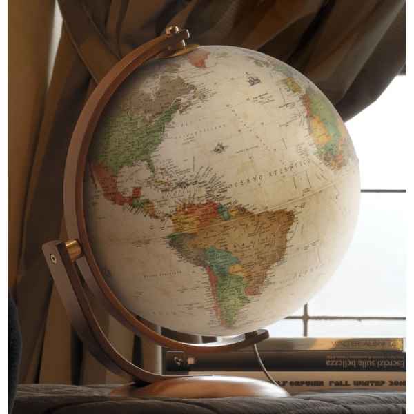 Video Globe de bureau Optimus 37 - Globe geographique lumineux - Cartographie de type antique,  reactualisee - diam 37 cm - hauteur 47 cm