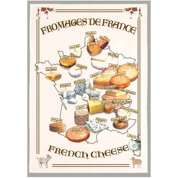 Torchon imprime fromages de France -1065
