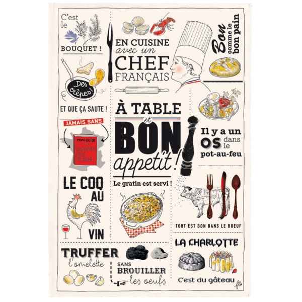 Torchon cuisine francaise ecru 48 x 72 winkler