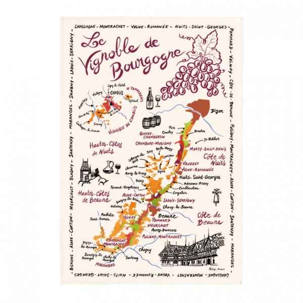 Torchon la carte des bourgognes lot de 3 Torchons et Bouchons -9009015000