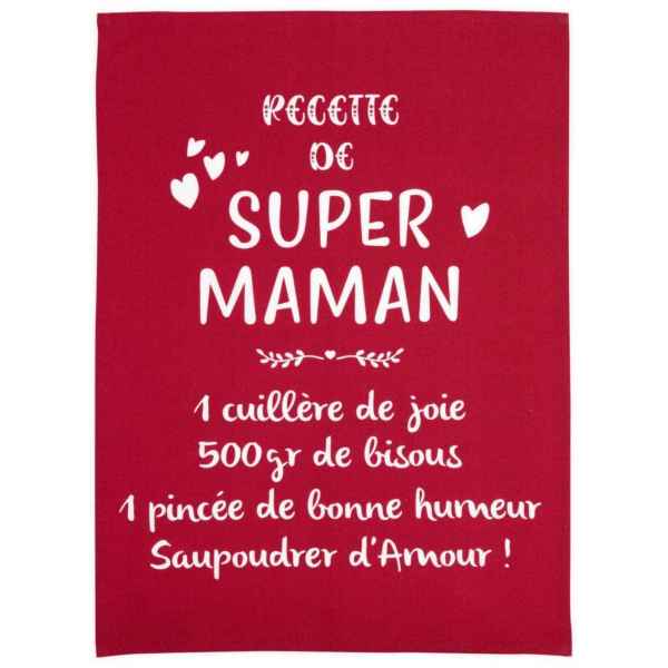 Torchon message super maman rouge 50 x 70 winkler